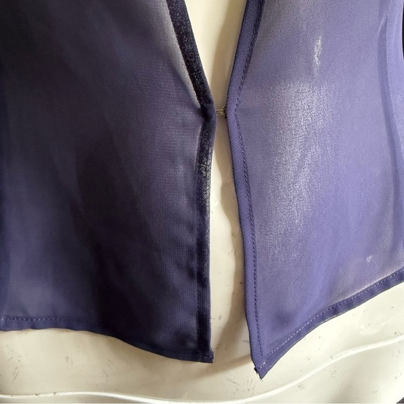 Sheer lightweight Periwinkle Blue Three Quarter Inch Sleeve Shrug Top Size XS - Picture 12 of 15